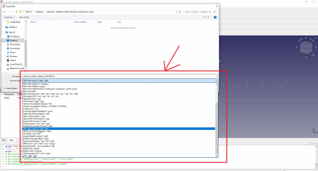 FreeCAD Editable I-Beam Profile using Python Script