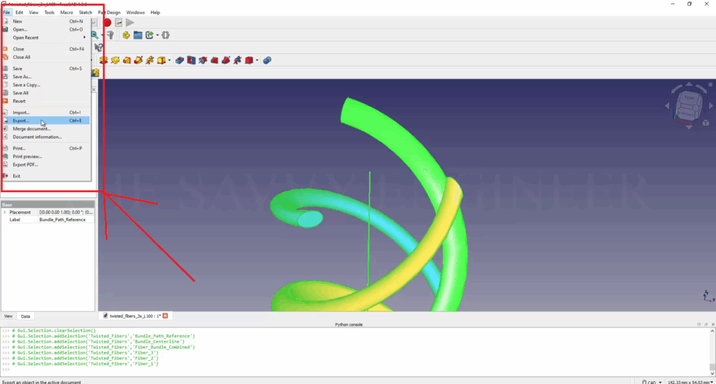 FreeCAD Editable Twisted Fibers using Python Script