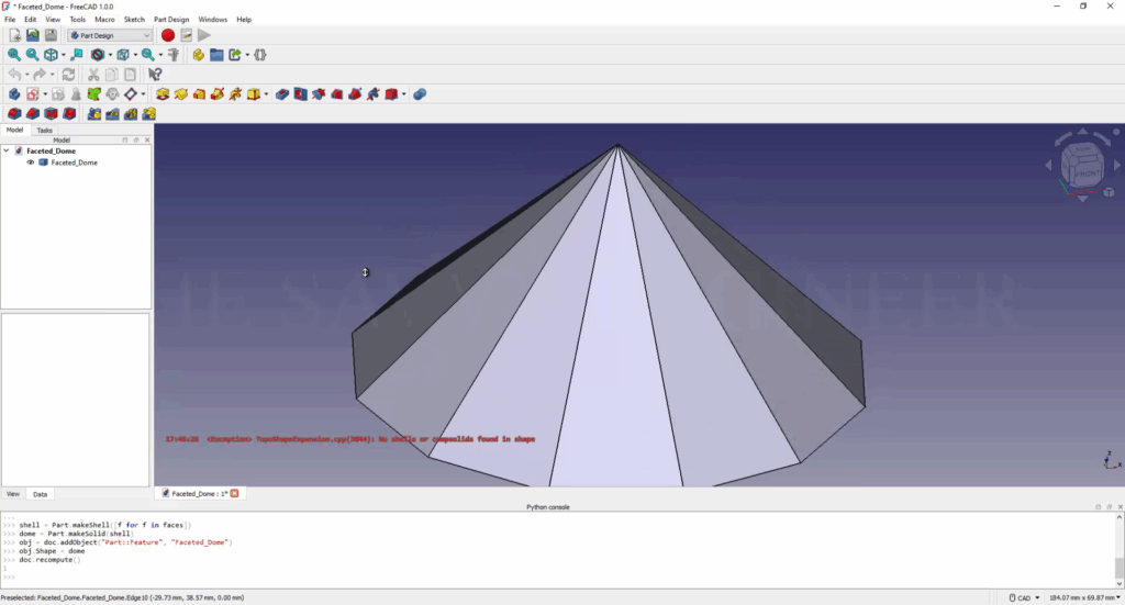 FreeCAD Editable Faceted Dome using Python Script