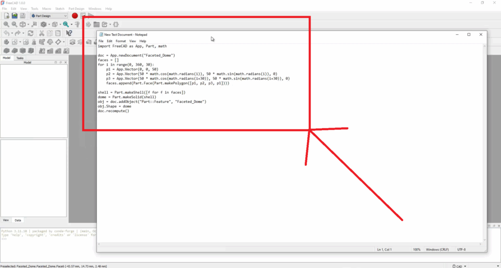 FreeCAD Editable Faceted Dome using Python Script