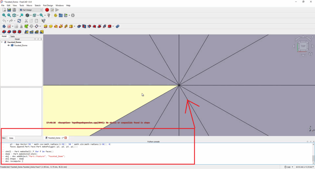 FreeCAD Editable Faceted Dome using Python Script