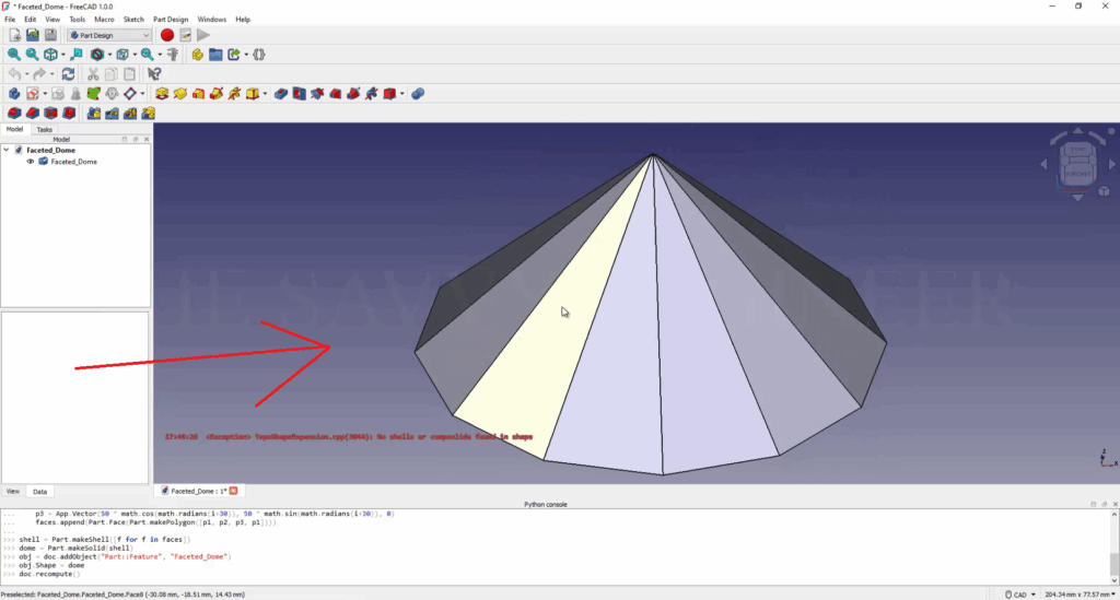 FreeCAD Editable Faceted Dome using Python Script