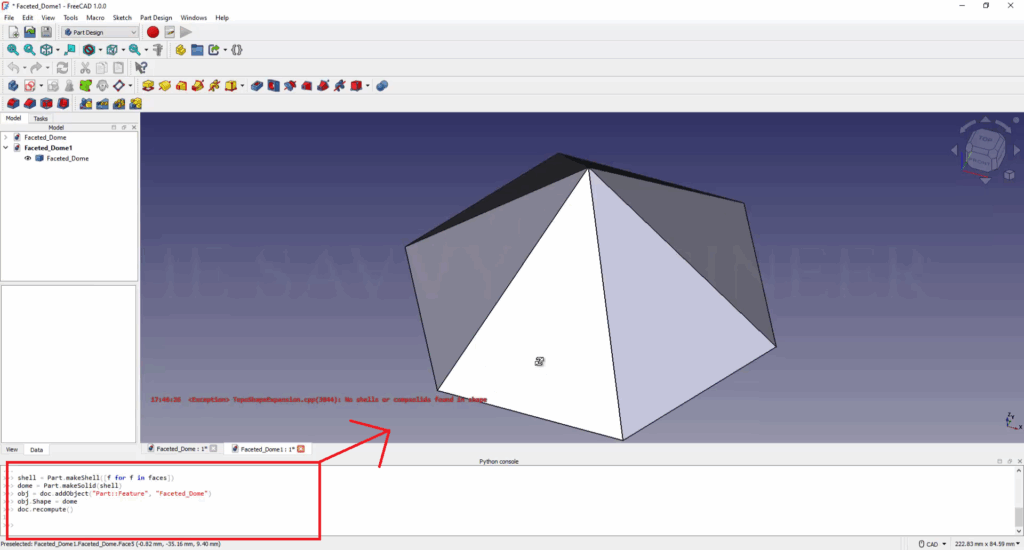 FreeCAD Editable Faceted Dome using Python Script