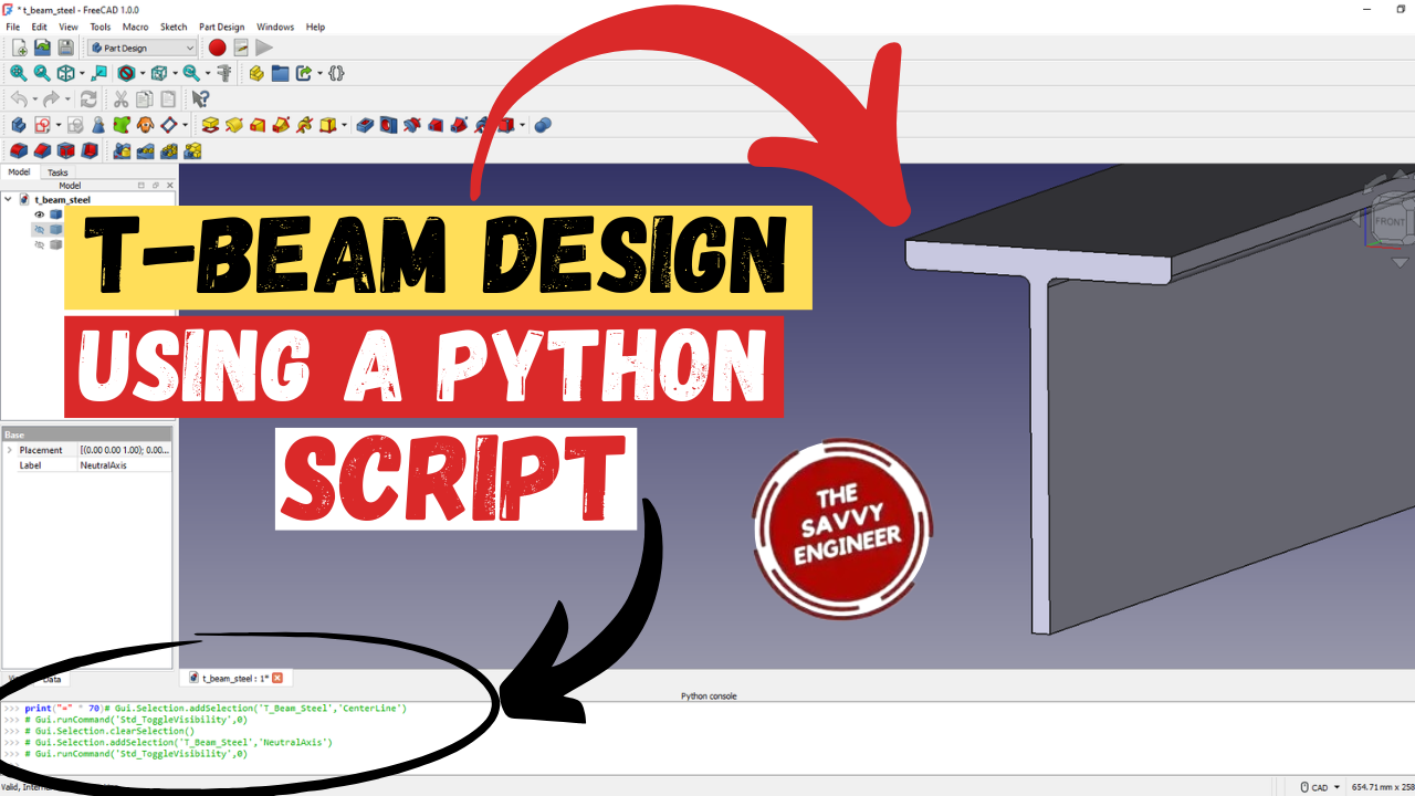 FreeCAD | Editable T-Beam Profile using a Python Script