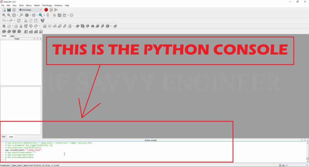 FreeCAD Editable T-Beam Profile using Python Script