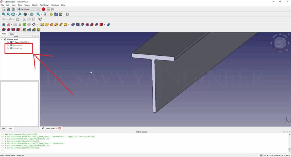 FreeCAD Editable T-Beam Profile using Python Script