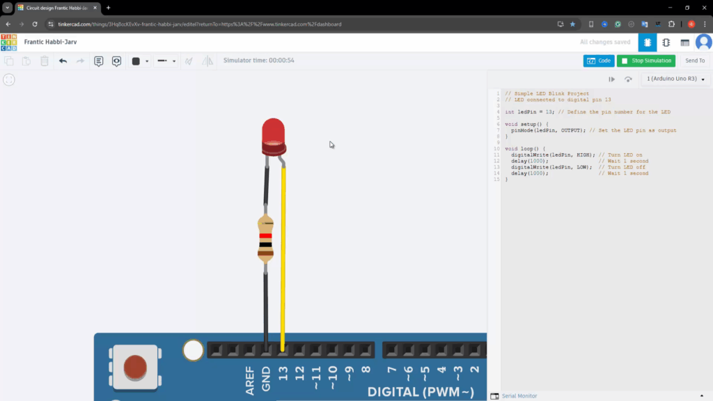 Arduino & TinkerCAD - Simple Led Blink Project