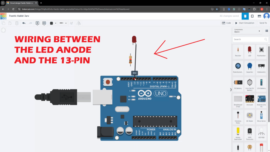 Arduino & TinkerCAD - Simple Led Blink Project