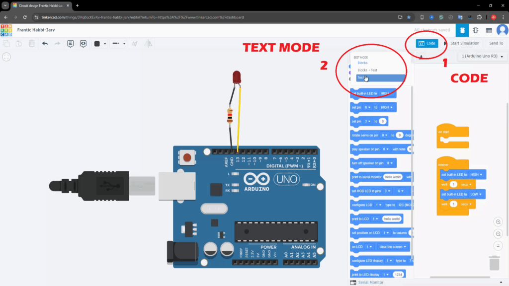 Arduino & TinkerCAD - Simple Led Blink Project