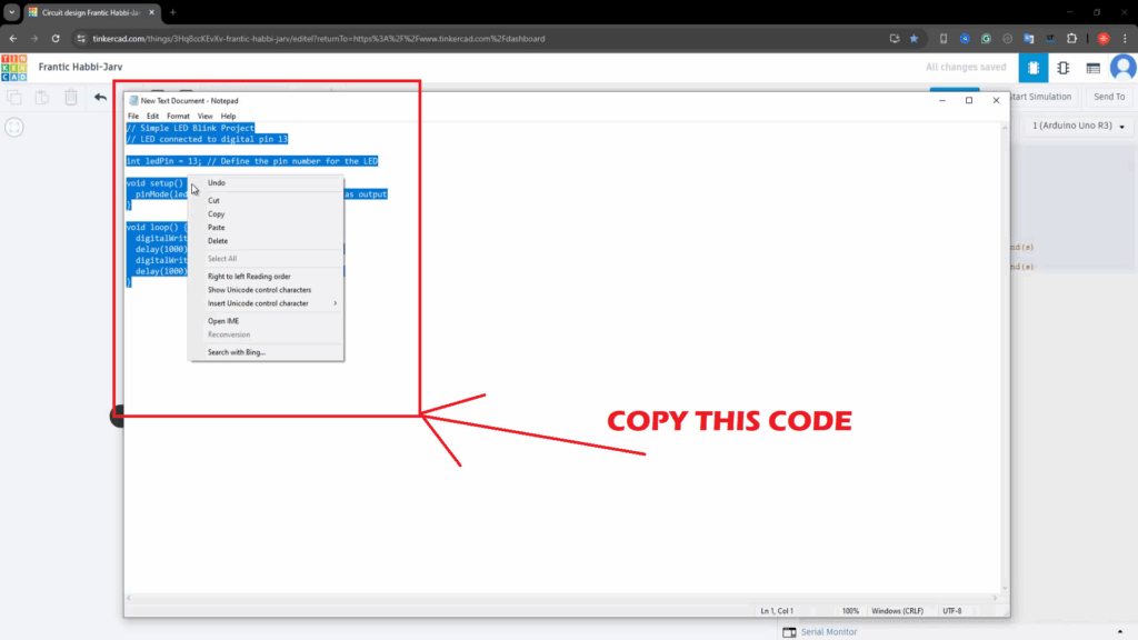 Arduino & TinkerCAD - Simple Led Blink Project