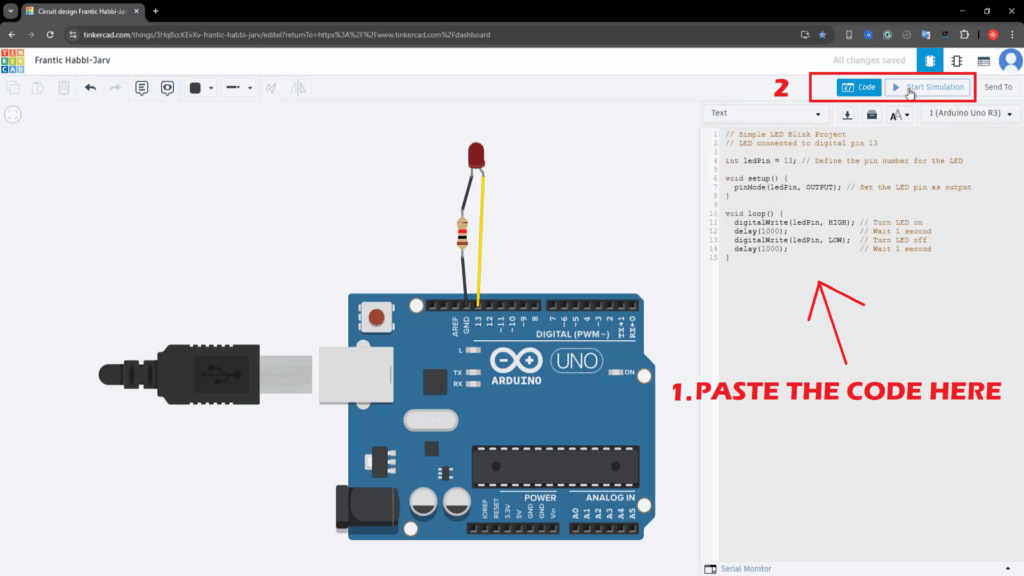 Arduino & TinkerCAD - Simple Led Blink Project