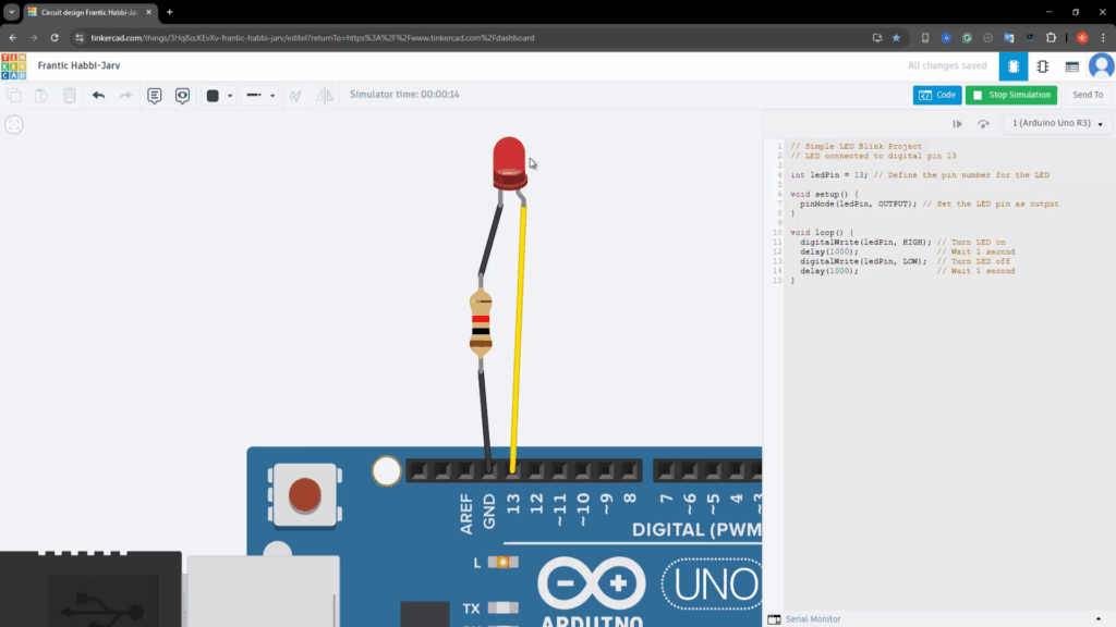 Arduino & TinkerCAD - Simple Led Blink Project