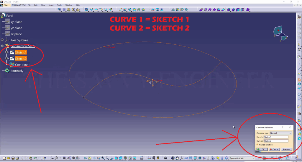 CATIA Surface Modeling How to Combine Two Sketches